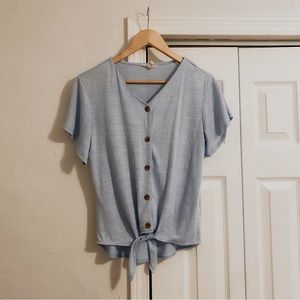 Weatherproof Vintage light blue button up relaxed fit short sleeve blouse